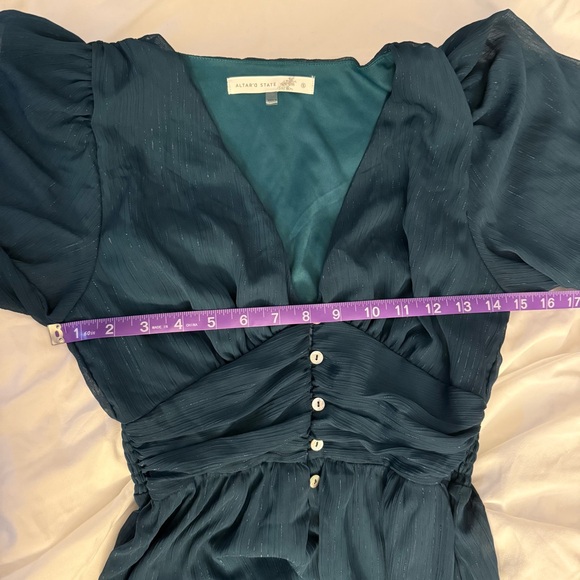 NWOT ALTAR’D STATE Green Maxi Dress with Metallic and Button Details - Picture 9 of 13